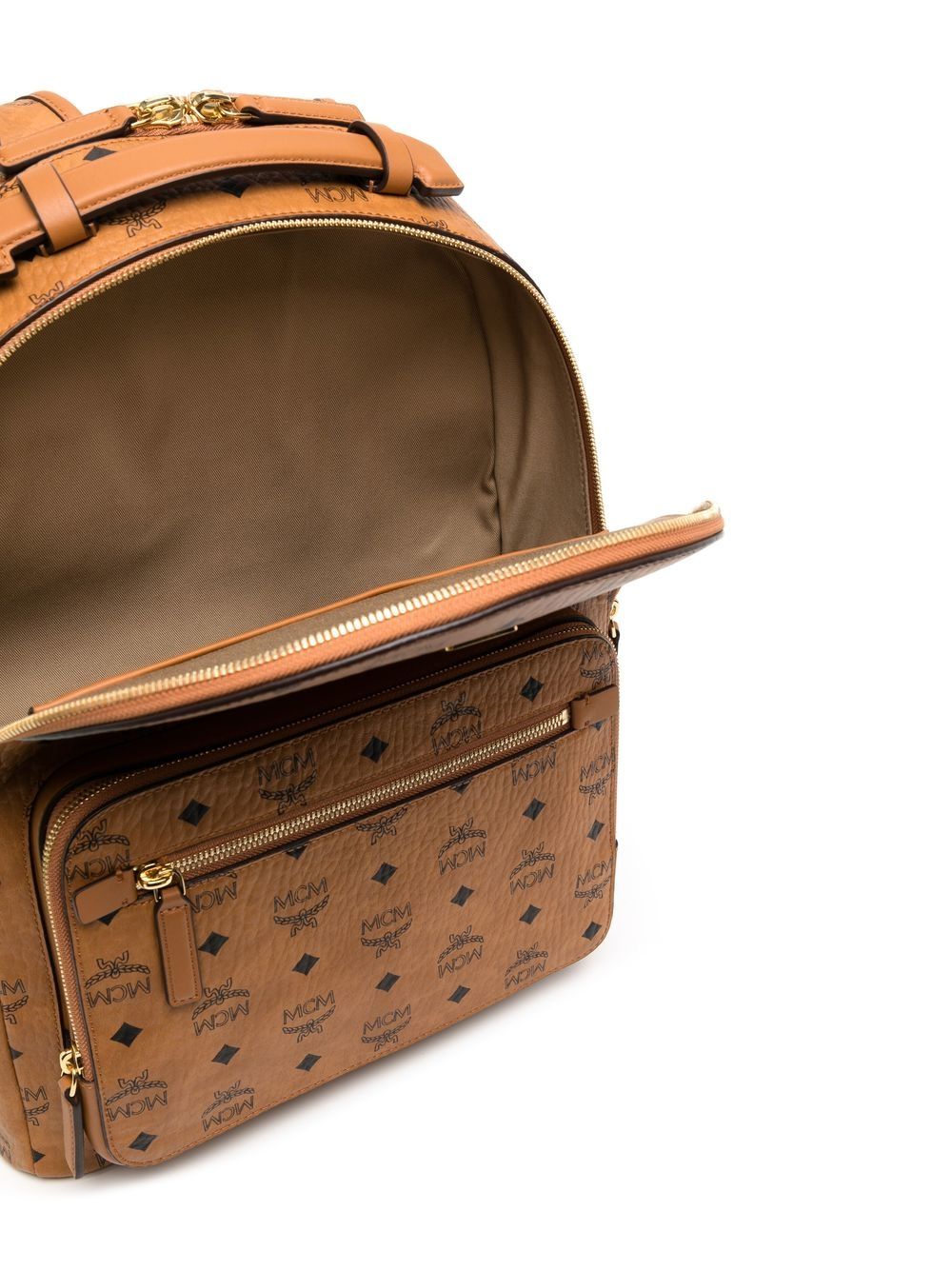 MCM STARK 40 VISETOS BACKPACK IN COGNAC