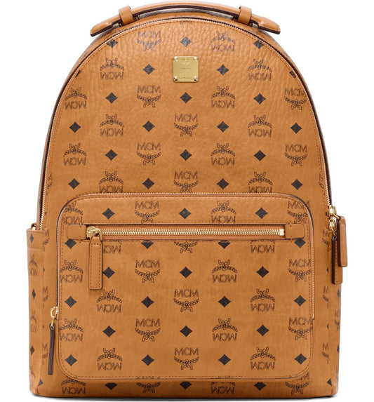MCM STARK 40 VISETOS BACKPACK IN COGNAC