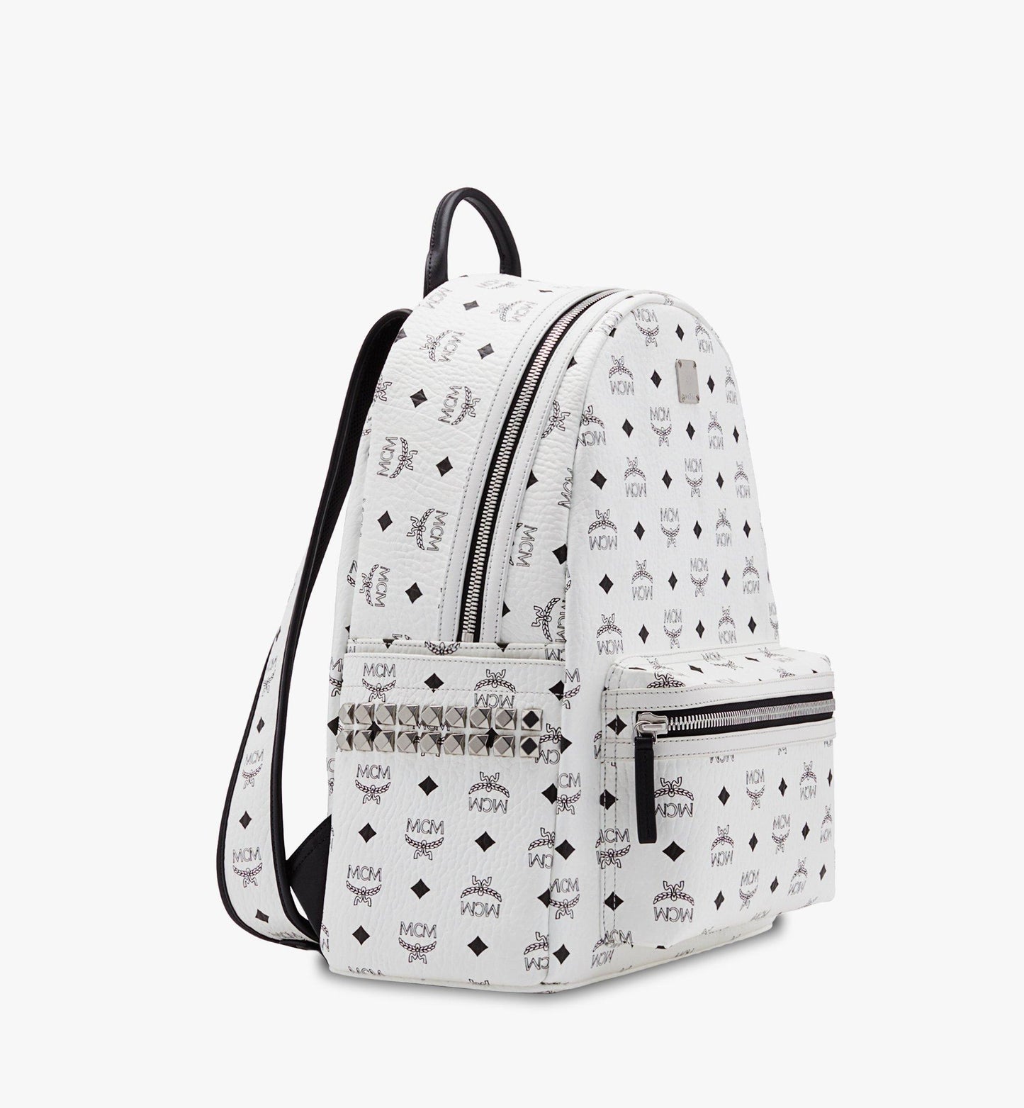 MCM STARK SIDE STUDS VISETOS WHITE BACKPACK