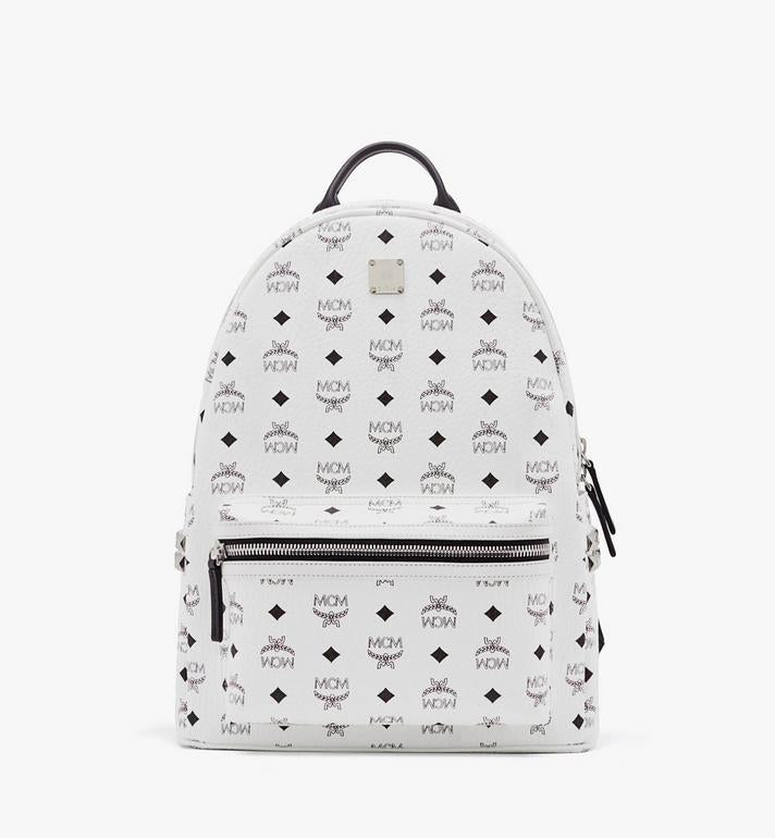 MCM STARK SIDE STUDS VISETOS WHITE BACKPACK