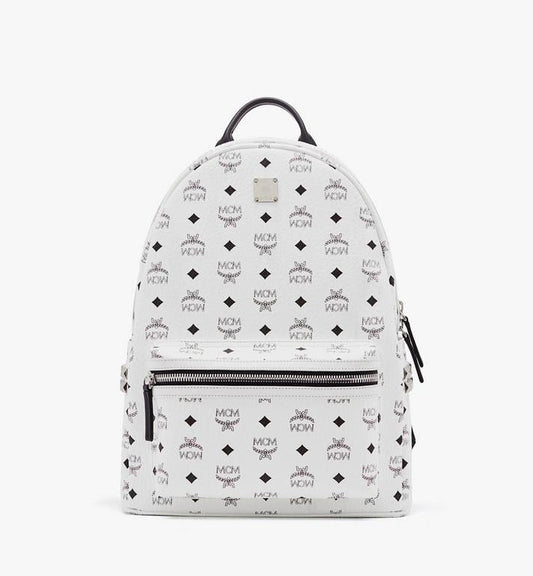 MCM STARK SIDE STUDS VISETOS WHITE BACKPACK