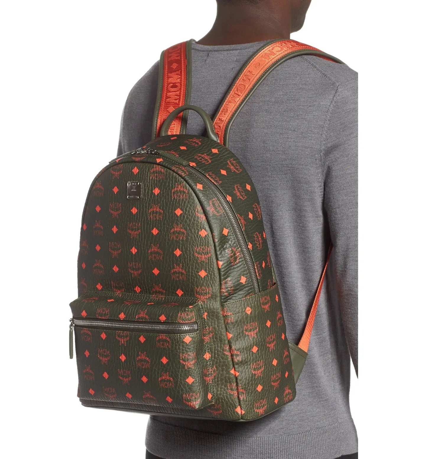 MCM STARK MONOGRAM BACKPACK IN WINTER MOSS