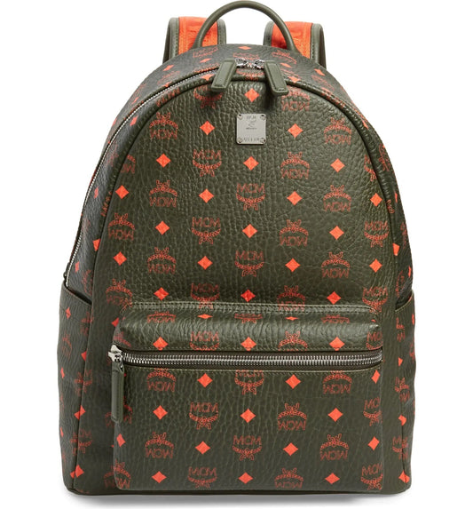 MCM STARK MONOGRAM BACKPACK IN WINTER MOSS