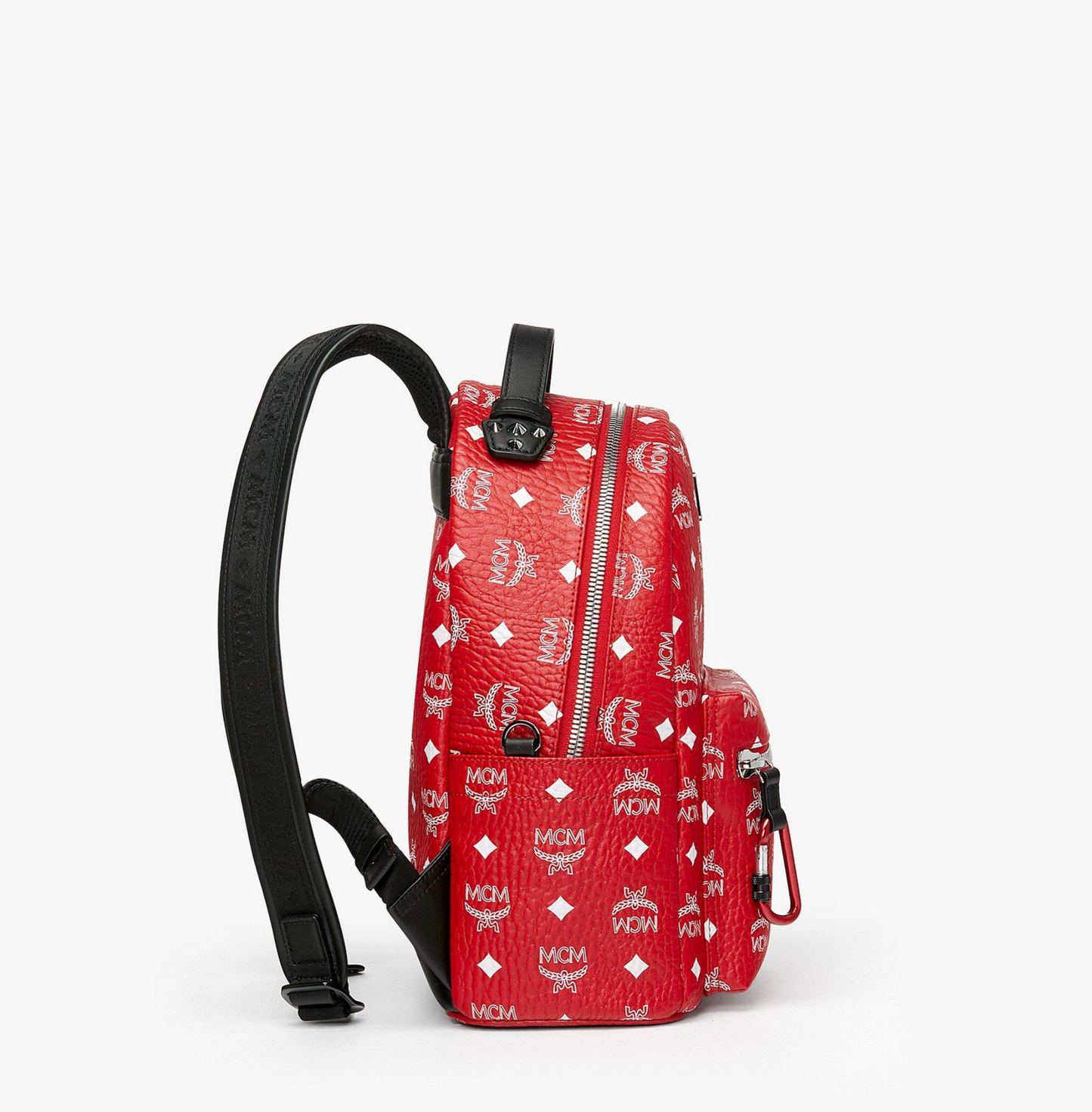 MCM Stark Backpack Vivid Red White Logo Visetos