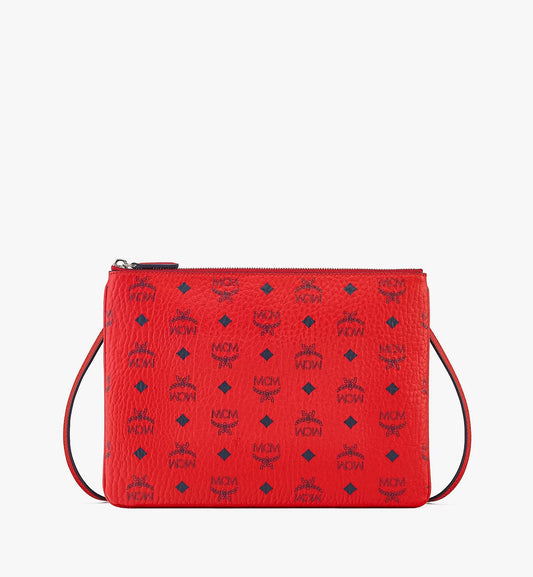 MCM LOGO CROSSBODY POUCH/ CLUTCH VISETOS CANDY RED