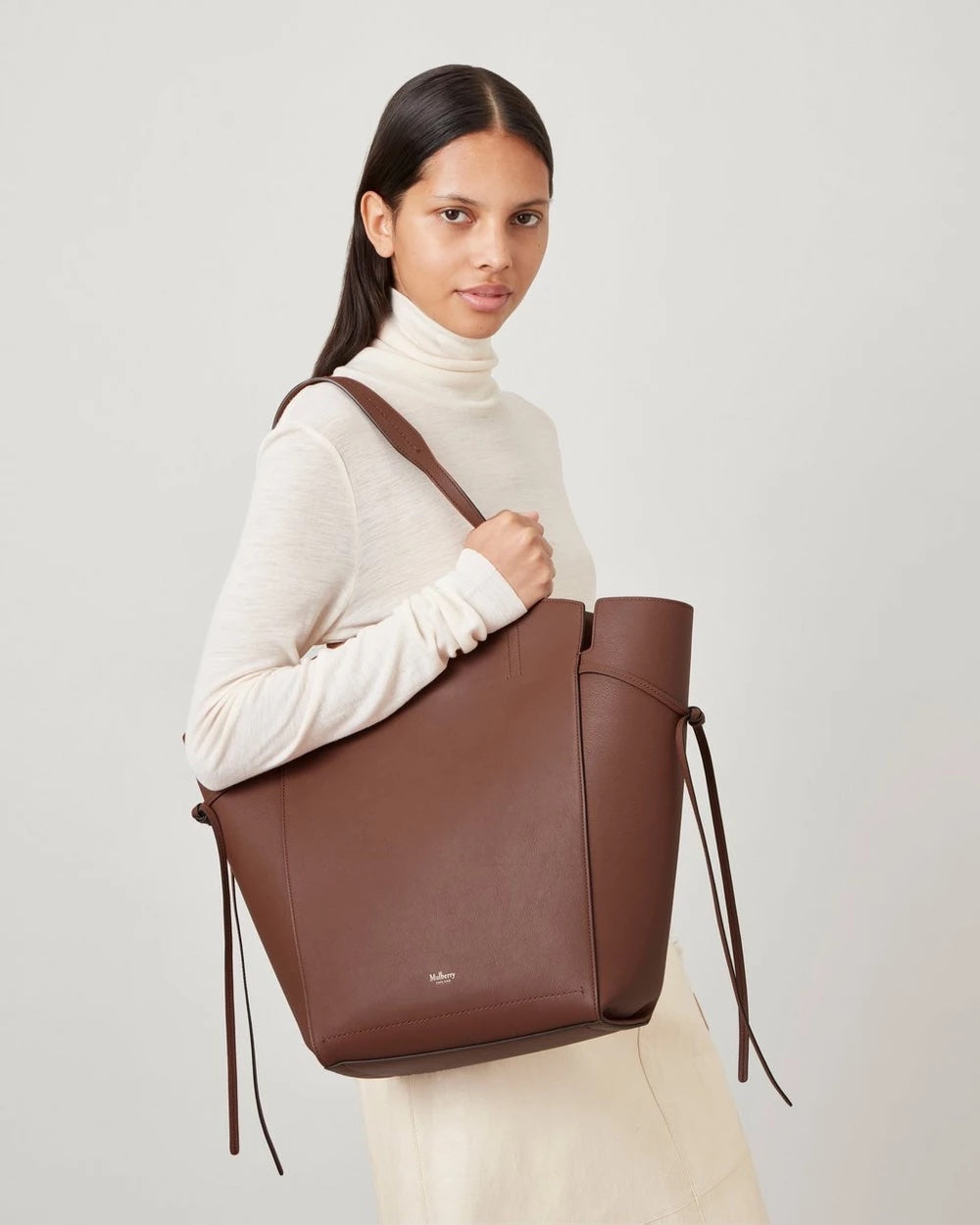 MULBERRY CLOVELLY CALFSKIN CLASSIC GRAIN LEATHER TOTE BAG