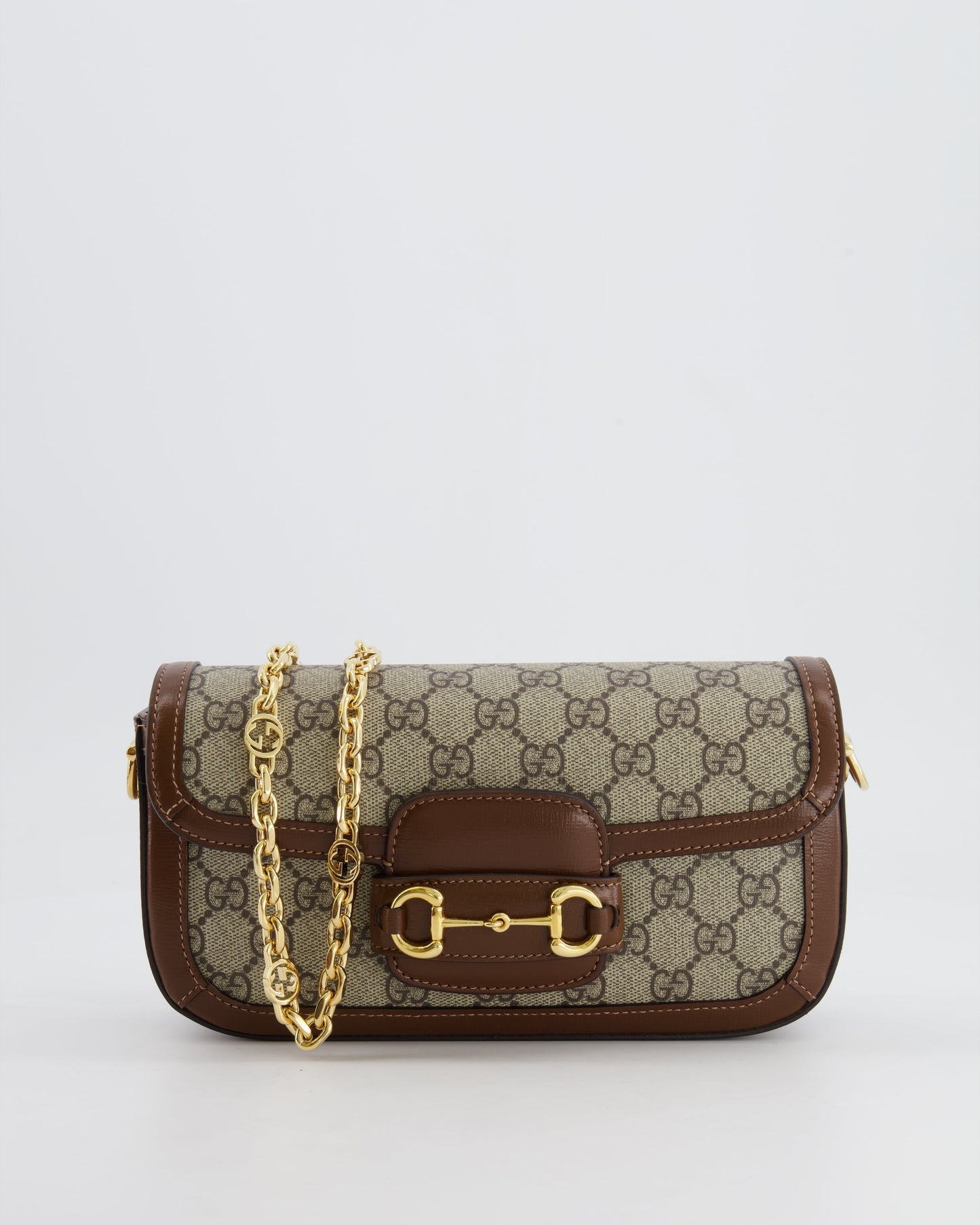 Gucci Beige and Brown Leather Horsebit 1955 Small Shoulder Bag with Gold Hardware RRP £2,130