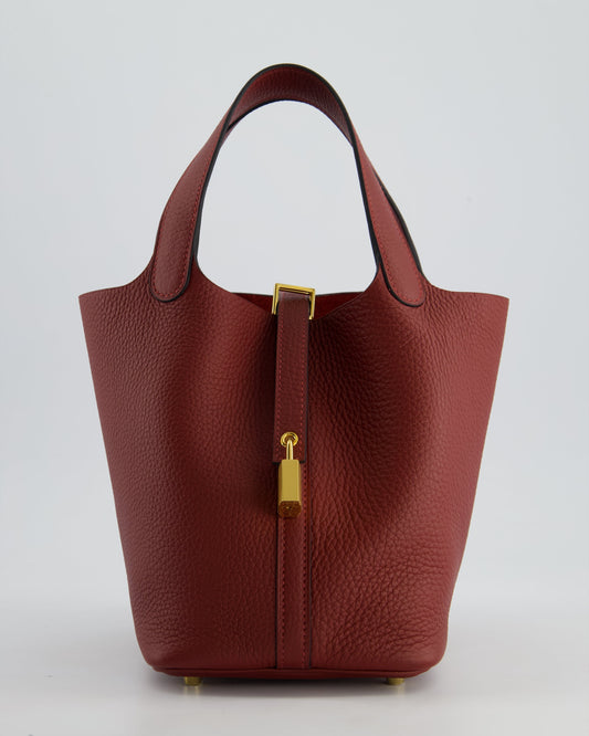*HOT & RARE* Hermès Picotin Lock Bag 18cm in Rouge H Clemence Leather with Gold Hardware