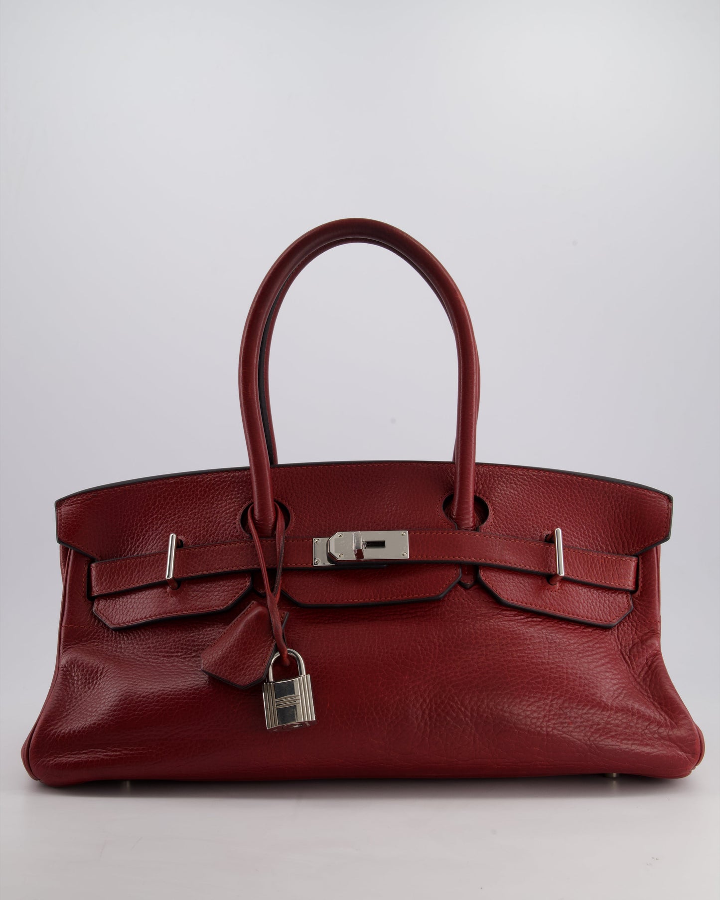 *COLLECTORS* Hermes Shoulder Birkin JPG Bag in Rouge H Clemence Leather with Palladium Hardware