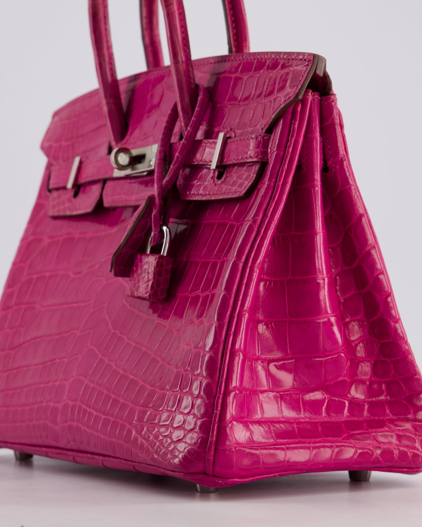 *RARE* Hermès Birkin 25cm Retourne Bag in Rose Scheherezade Niloticus Porosus with Palladium Hardware