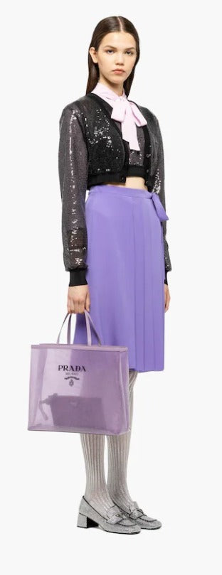 PRADA MESH SEQUIN LOGO TOTE BAG