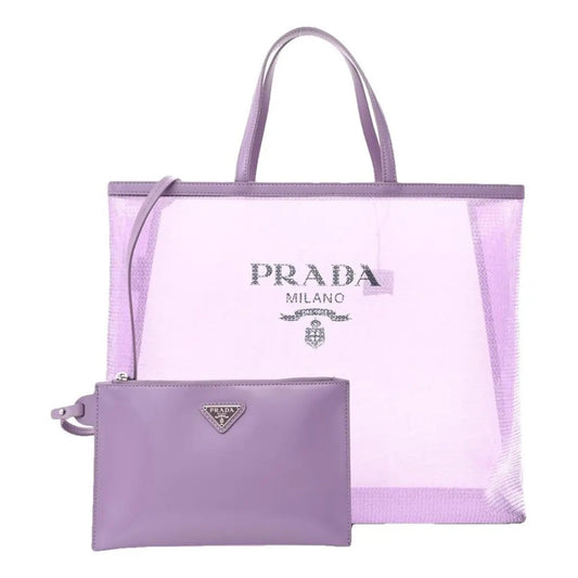PRADA MESH SEQUIN LOGO TOTE BAG