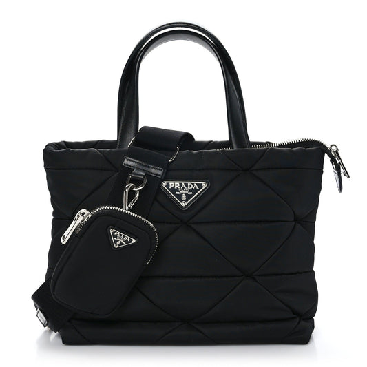PRADA RE-NYLON TESSUTO NAPPA QUILTED PADDED ZIP TOTE BAG