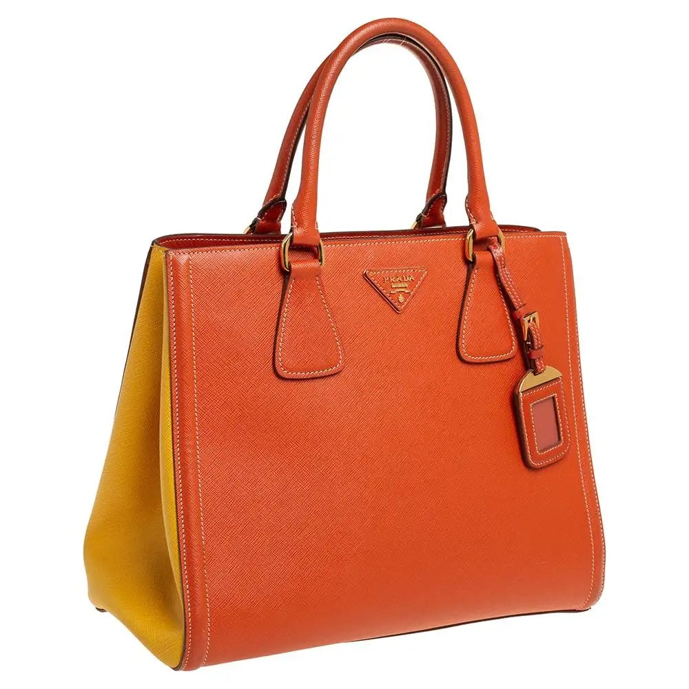 PRADA SAFFIANO LEATHER TWO-TONE GALLERIA TOTE BAG