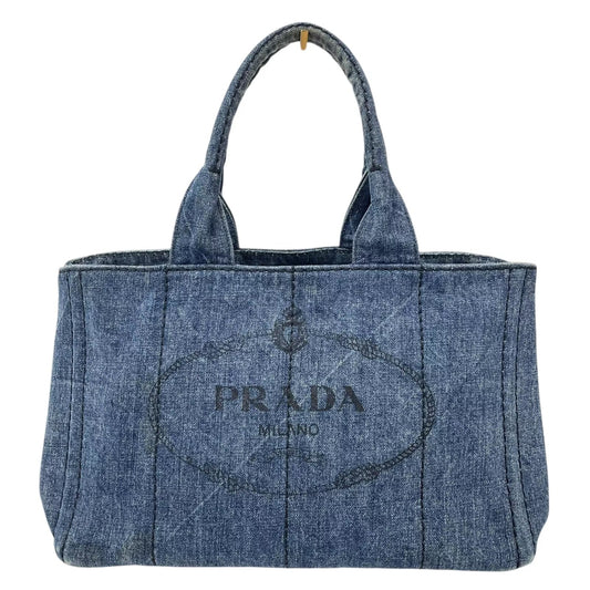 PRADA CANAPA DENIM SHOPPER TOTE BAG
