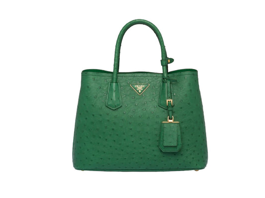 PRADA GALLERIA OSTRICH LEATHER MEDIUM TOTE BAG