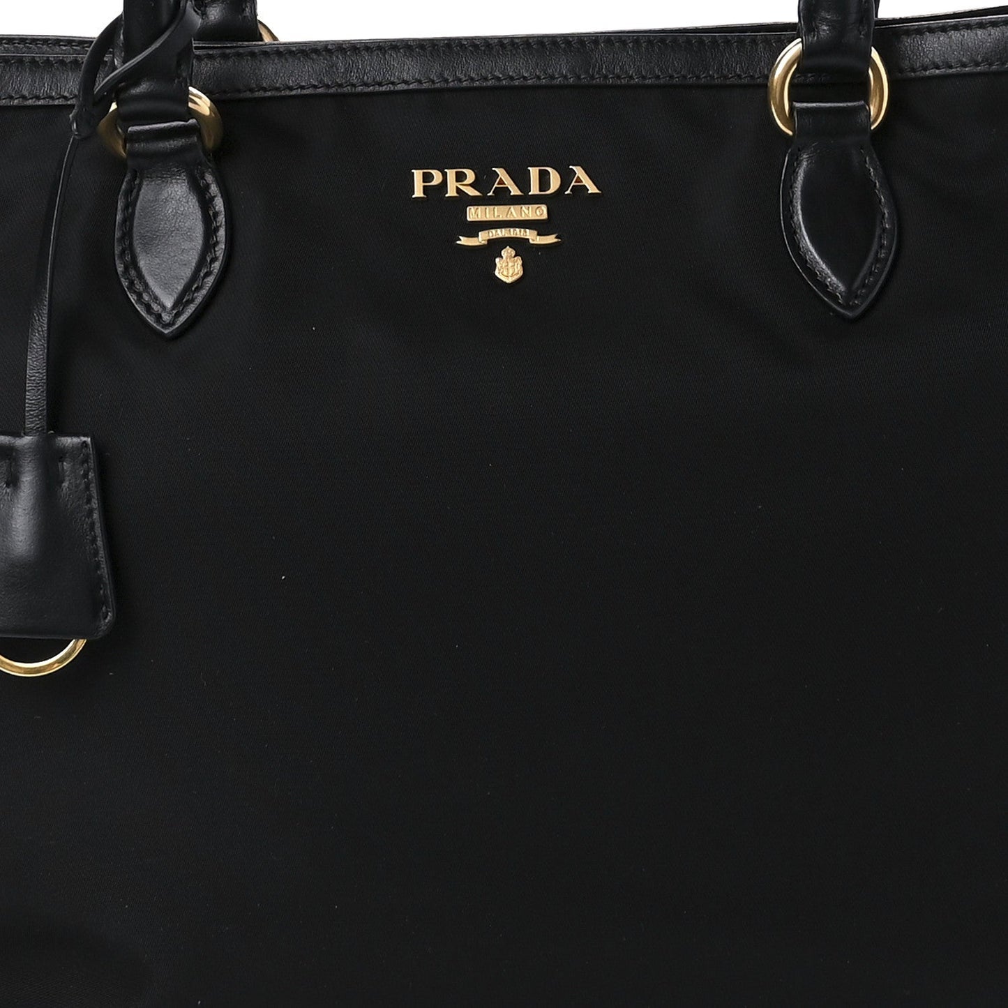 PRADA TESSUTO NYLON & CALFSKIN LEATHER SHOPPING TOTE BAG