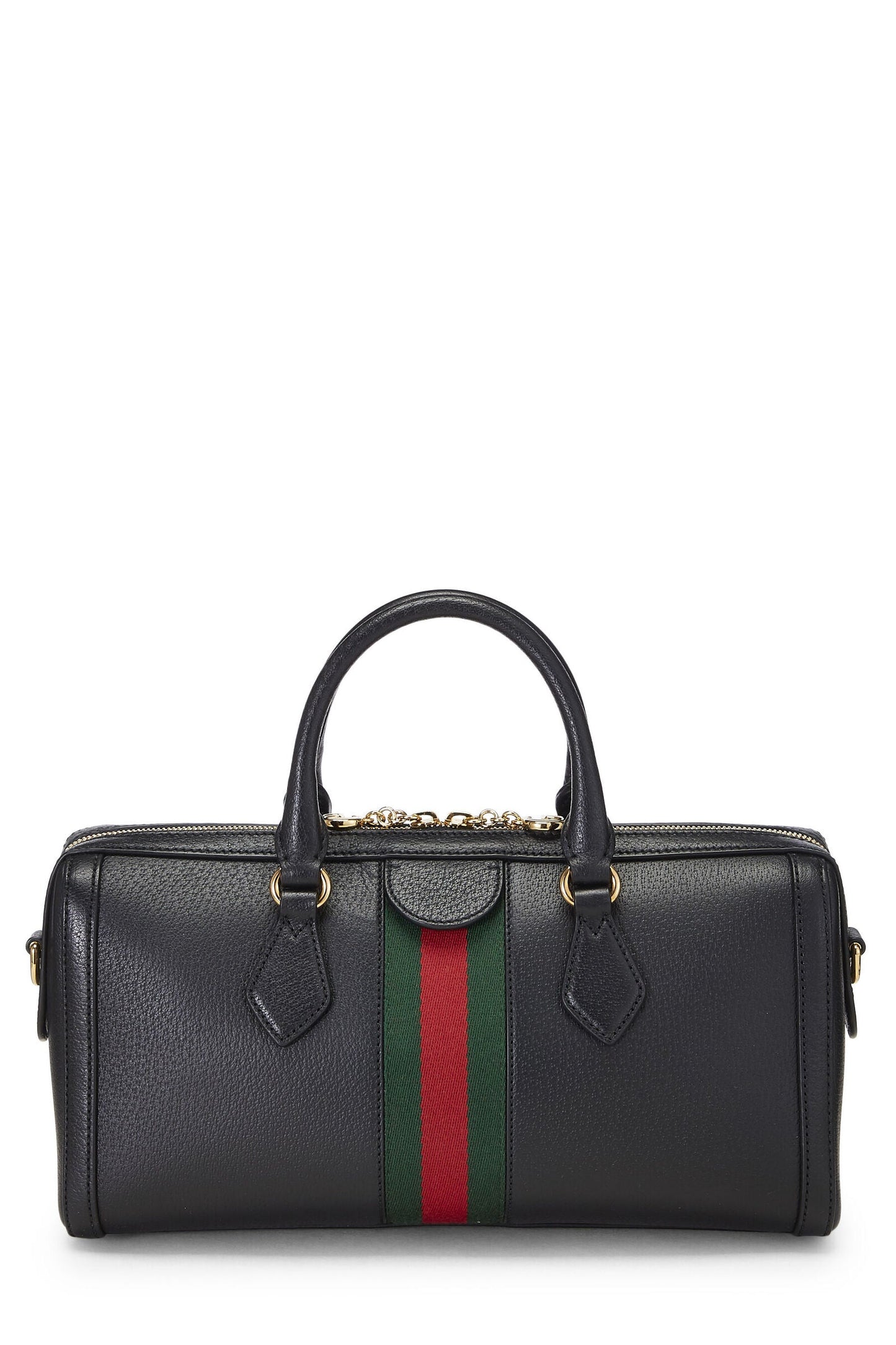 GUCCI OPHIDIA BLACK LEATHER TOP HANDLE BAG