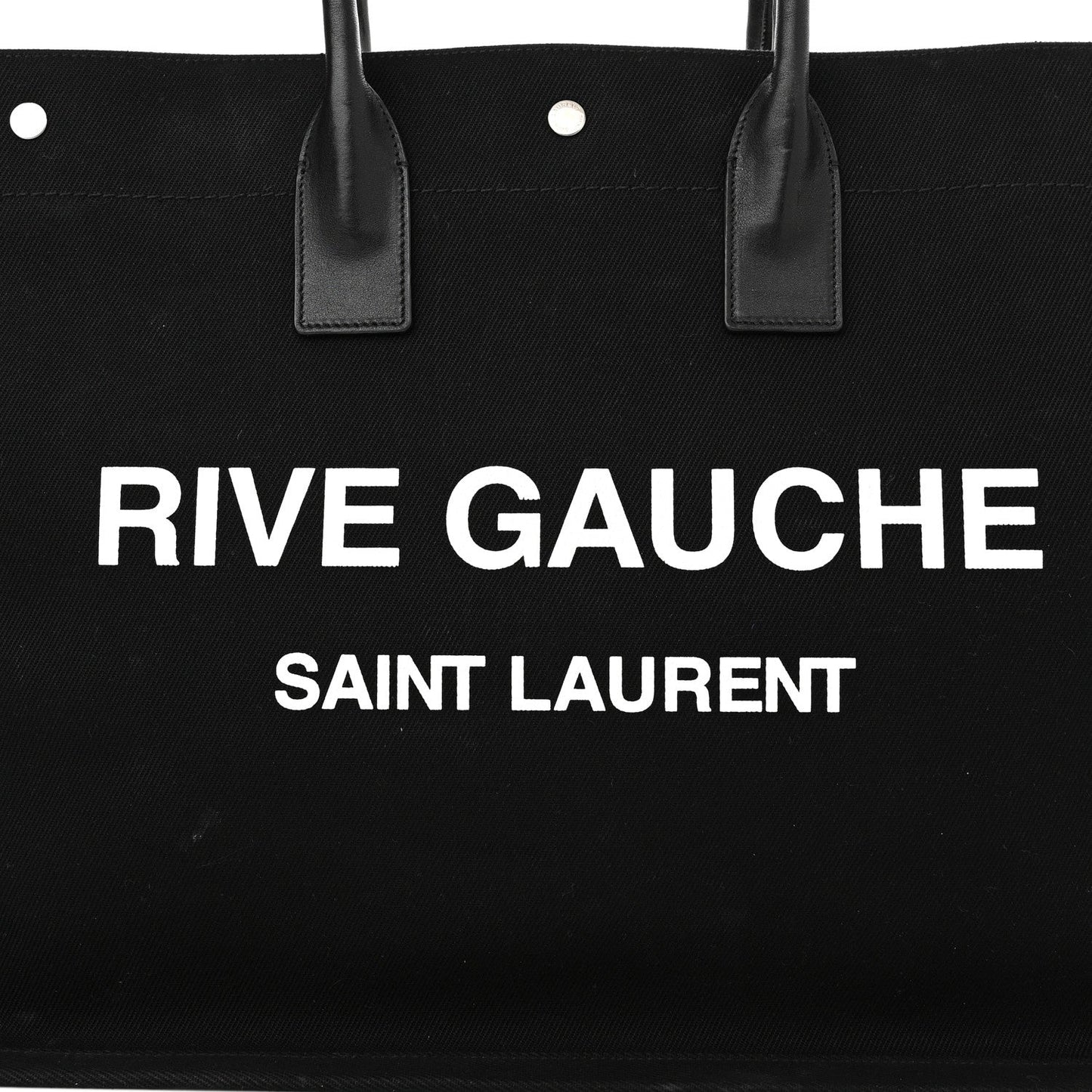 SAINT LAURENT RIVE GAUCHE LARGE CANVAS & CALFSKIN TOTE BAG