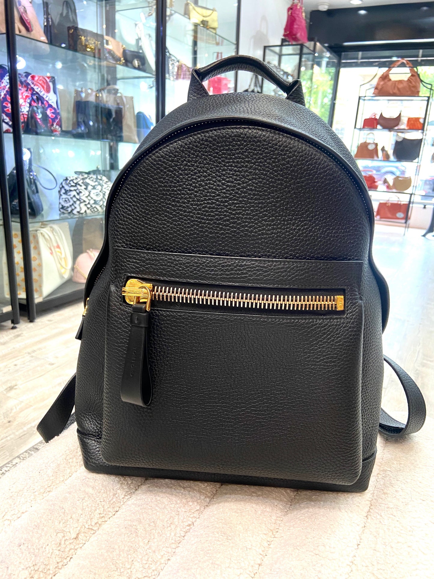 TOM FORD GRAINED LEATHER BUCKLEY BACKPACK