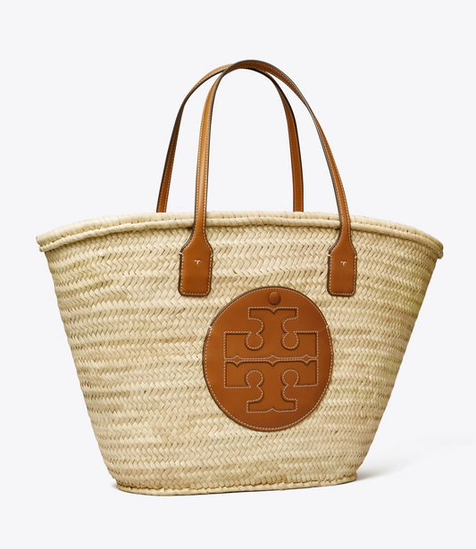 TORY BURCH ELLA STRAW BASKET TOTE BAG