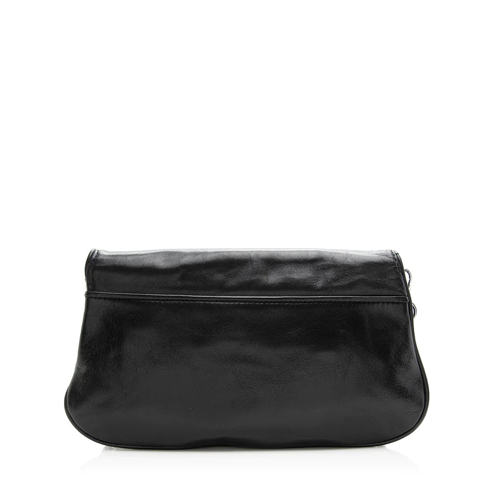 TORY BURCH LEATHER REVA CLUTCH WITH CHAIN