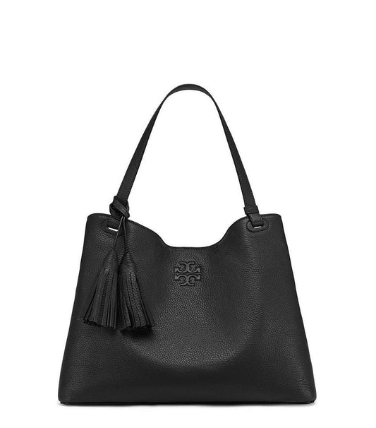 TORY BURCH THEA CENTER ZIP CALFSKIN LEATHER TOTE BAG
