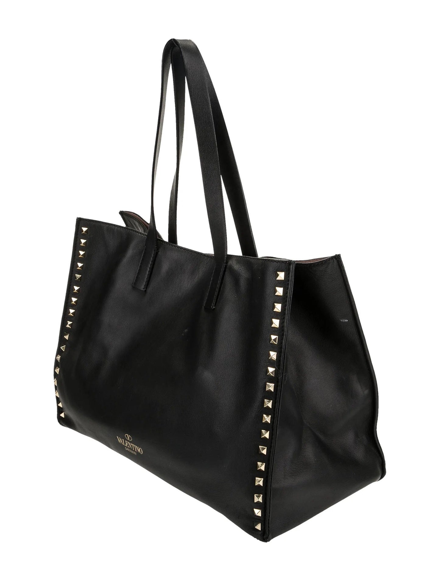 VALENTINO NAPPA LEATHER ROCKSTUD SOFT TOTE BAG