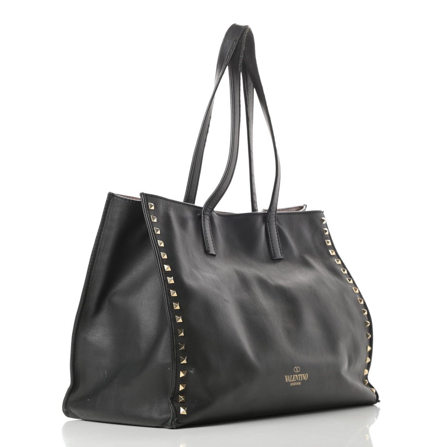 VALENTINO NAPPA LEATHER ROCKSTUD SOFT TOTE BAG