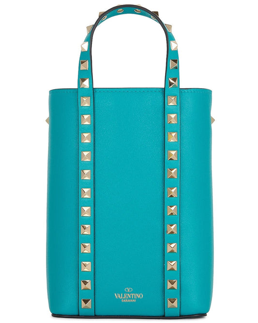 VALENTINO GARAVANI ROCKSTUD LEATHER TOTE BAG