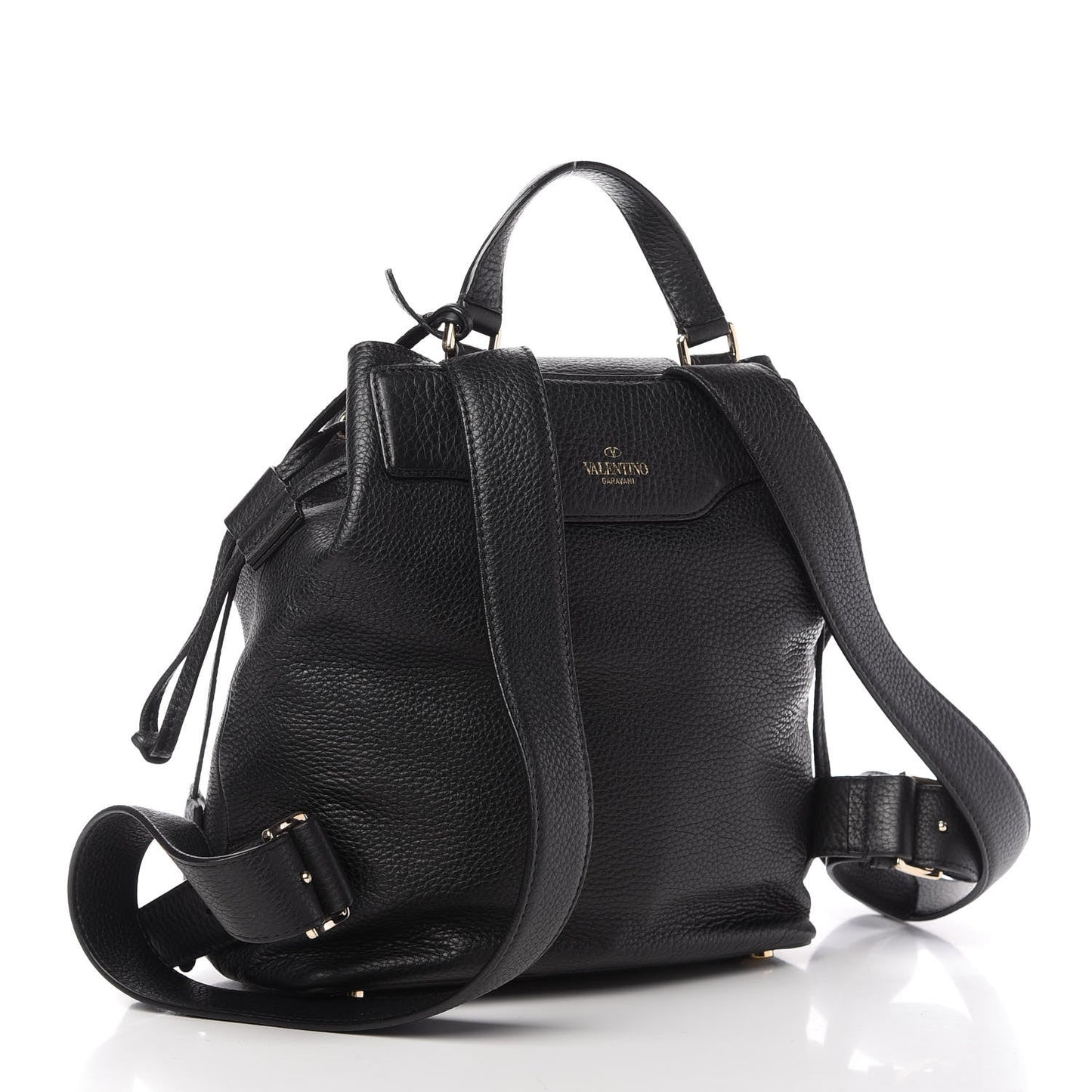 VALENTINO Pebbled Calfskin Rockstud Drawstring Backpack