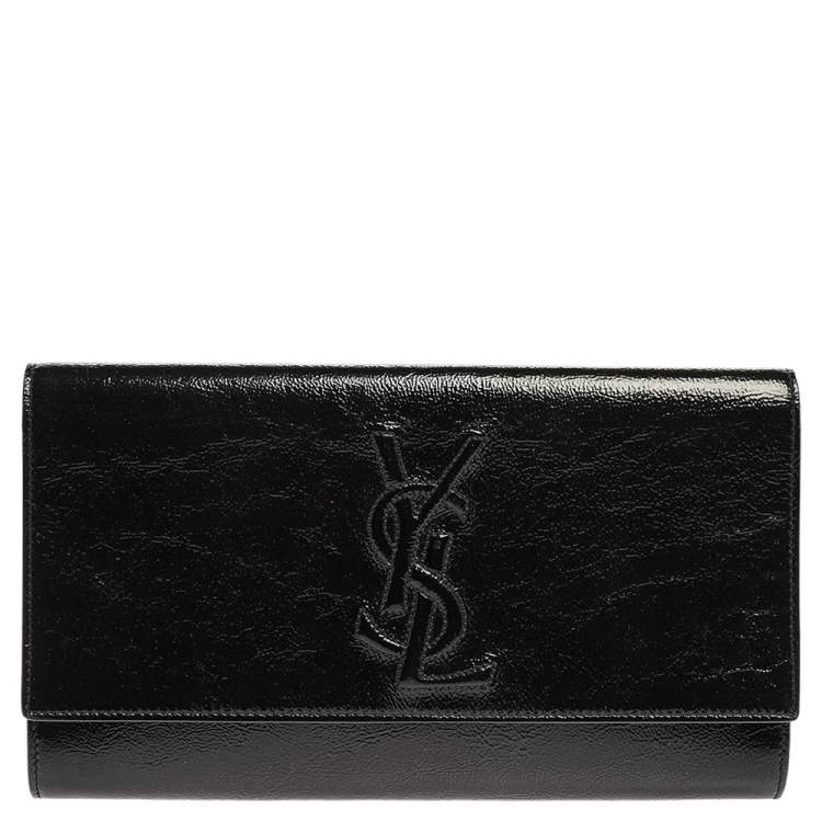 YSL PATENT LEATHER BELLE DE JOUR FLAP CLUTCH BAG