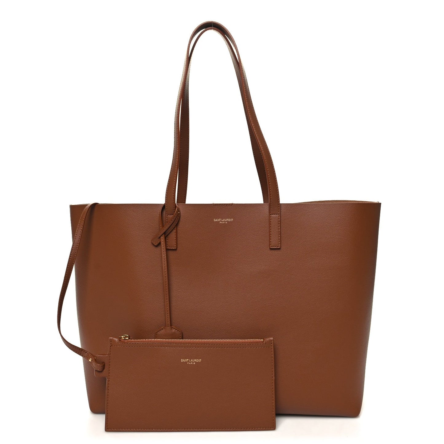 YSL CALFSKIN LEATHER LARGE SHOPPER TOTE BAG