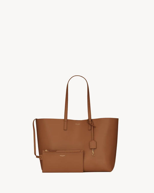 YSL CALFSKIN LEATHER LARGE SHOPPER TOTE BAG