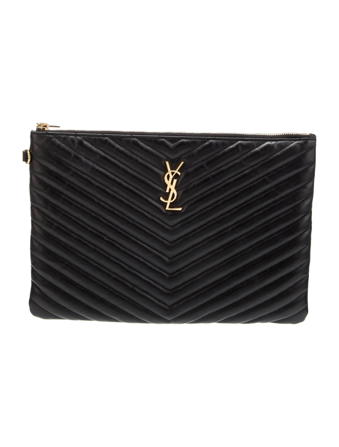 YSL CALFSKIN MATELASSE MONOGRAM CASSANDRE CLUTCH BAG