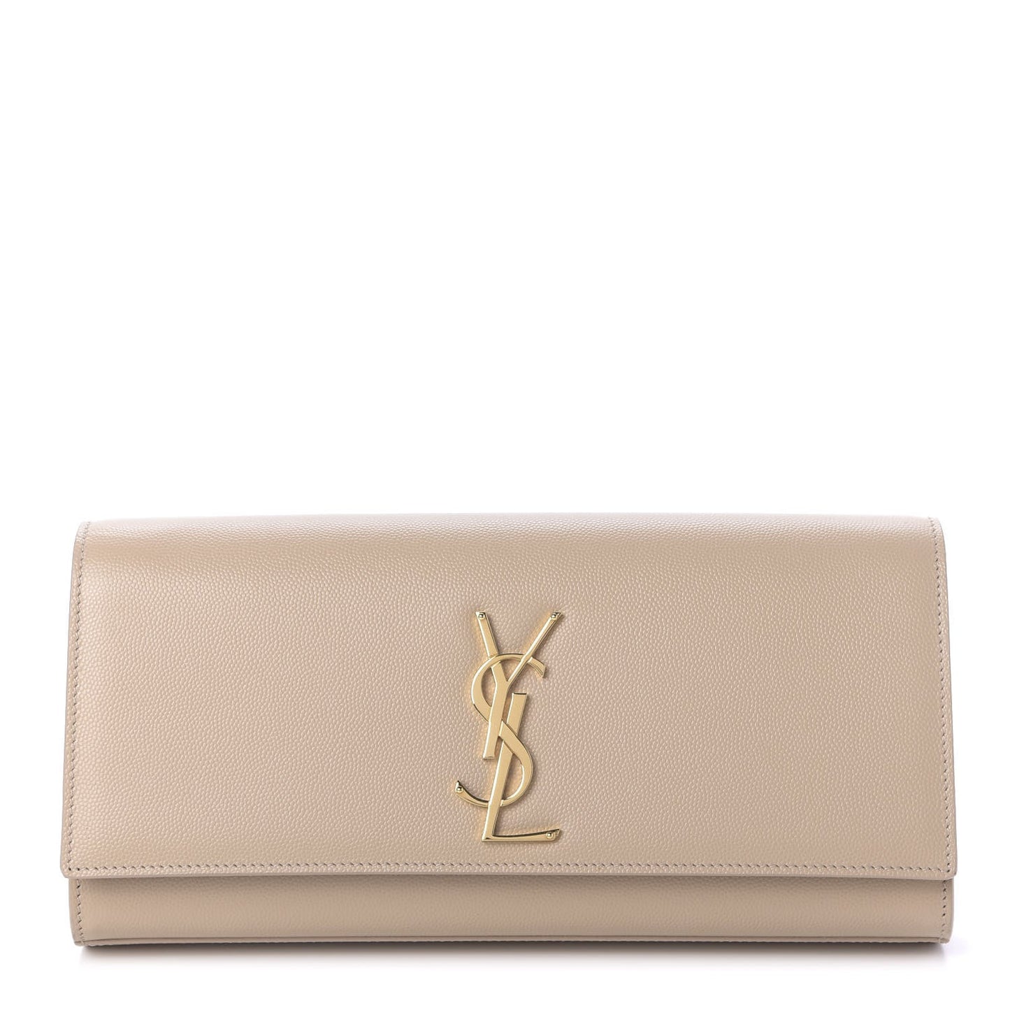 YSL GRAIN DE POUDRE LEATHER CASSANDRE MONOGRAM CLUTCH BAG