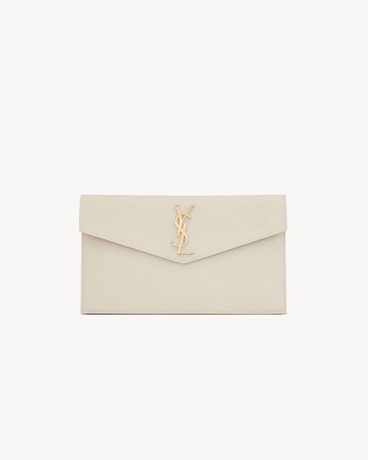YSL GRAIN DE POUDRE LEATHER UPTOWN POUCH CLUTCH BAG