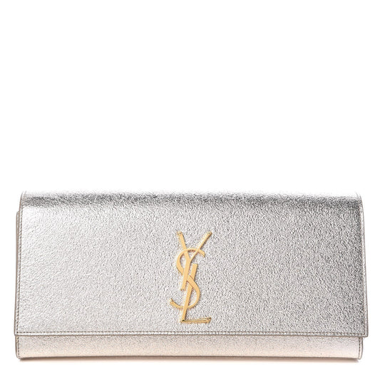YSL METALLIC CALFSKIN MONOGRAM CASSANDRE CLUTCH