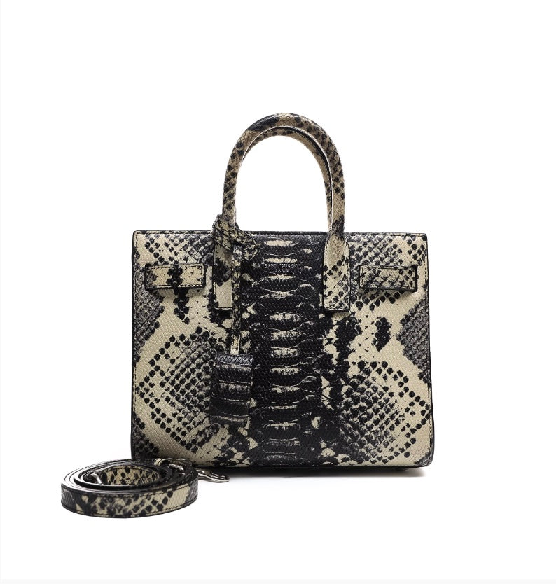 SAINT LAURENT PYTHON EMBOSSED SMALL SAC DE JOUR TOTE BAG