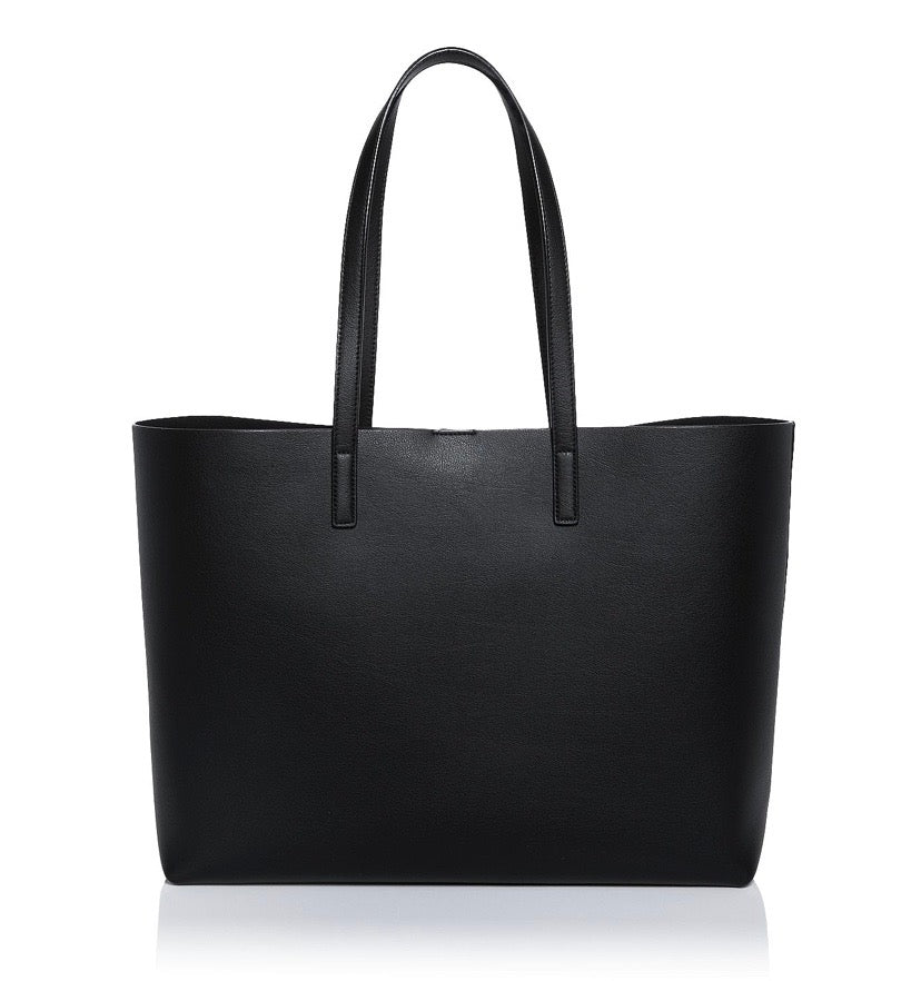 YVES SAINT LAURENT EAST WEST LEATHER SHOPPING TOTE BAG
