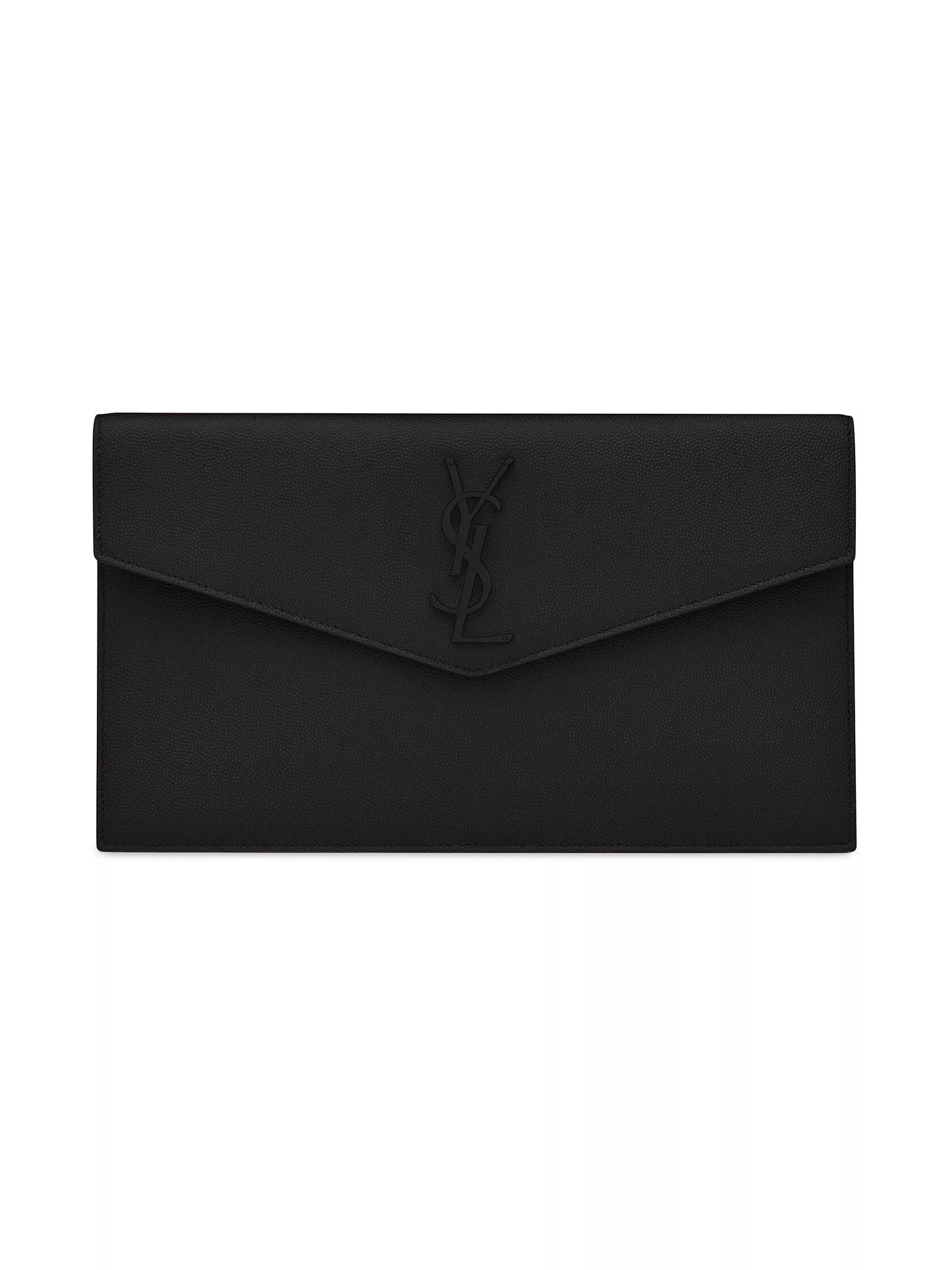 YSL GRAIN DE POUDRE EMBOSSED LEATHER UPTOWN CLUTCH BAG