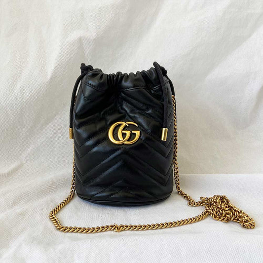 Gucci GG Marmont mini bucket black bag