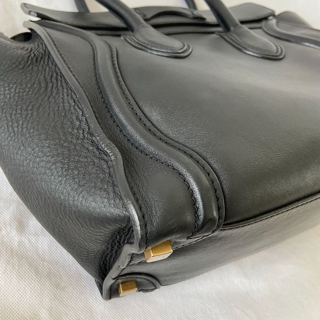Celine black luggage micro tote bag