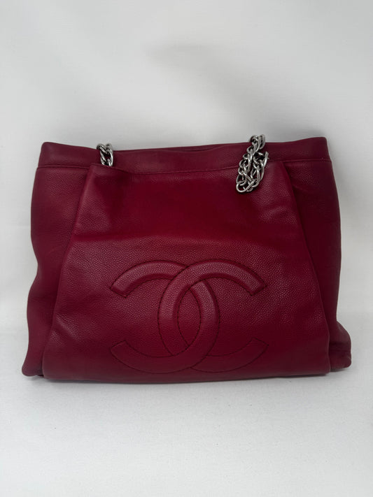 Chanel Caviar Leather Timeless CC Pleated Large Tote BJ1-10