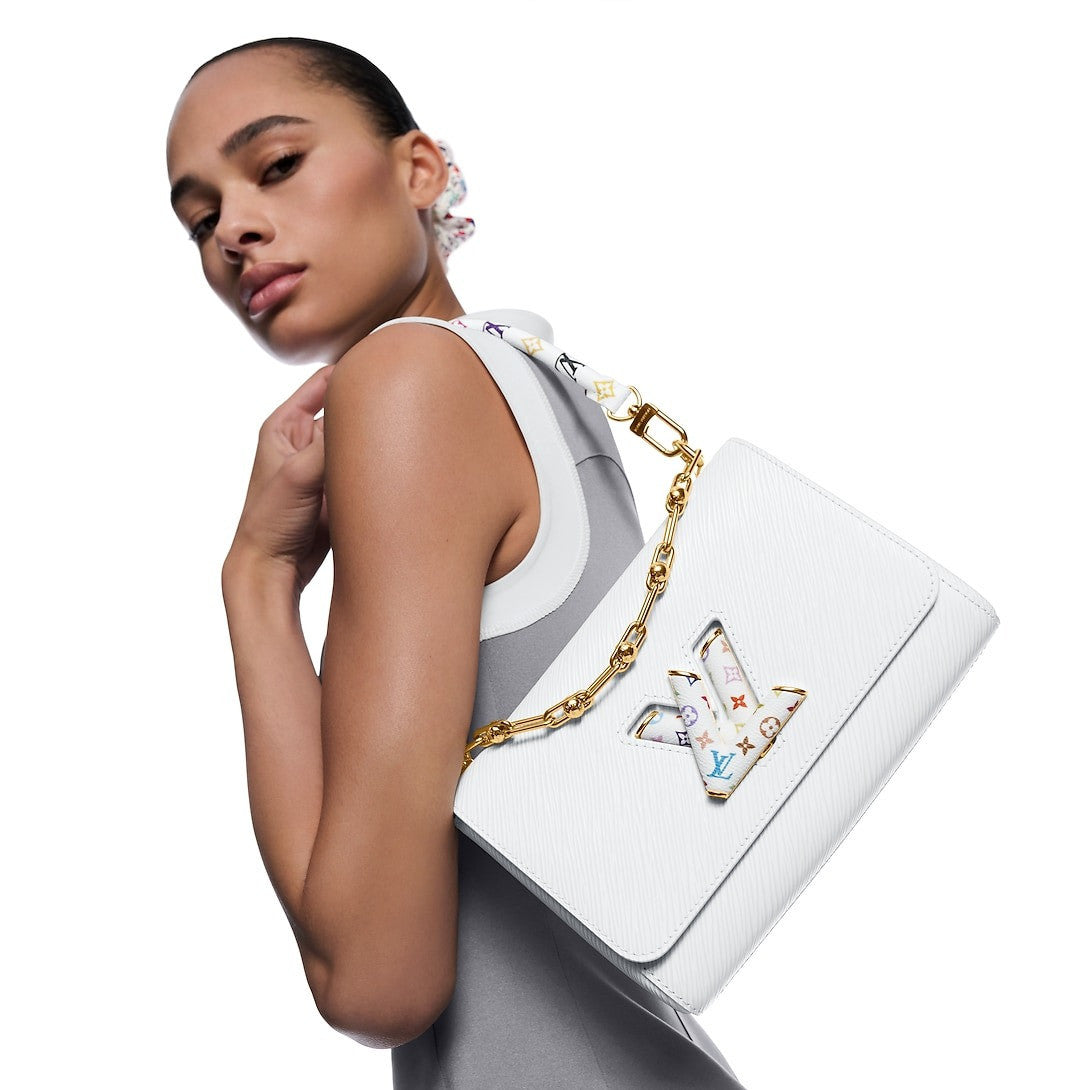 Louis Vuitton LV x TM Twist MM Slim Handbag White For Women 9.1in/23cm M13678