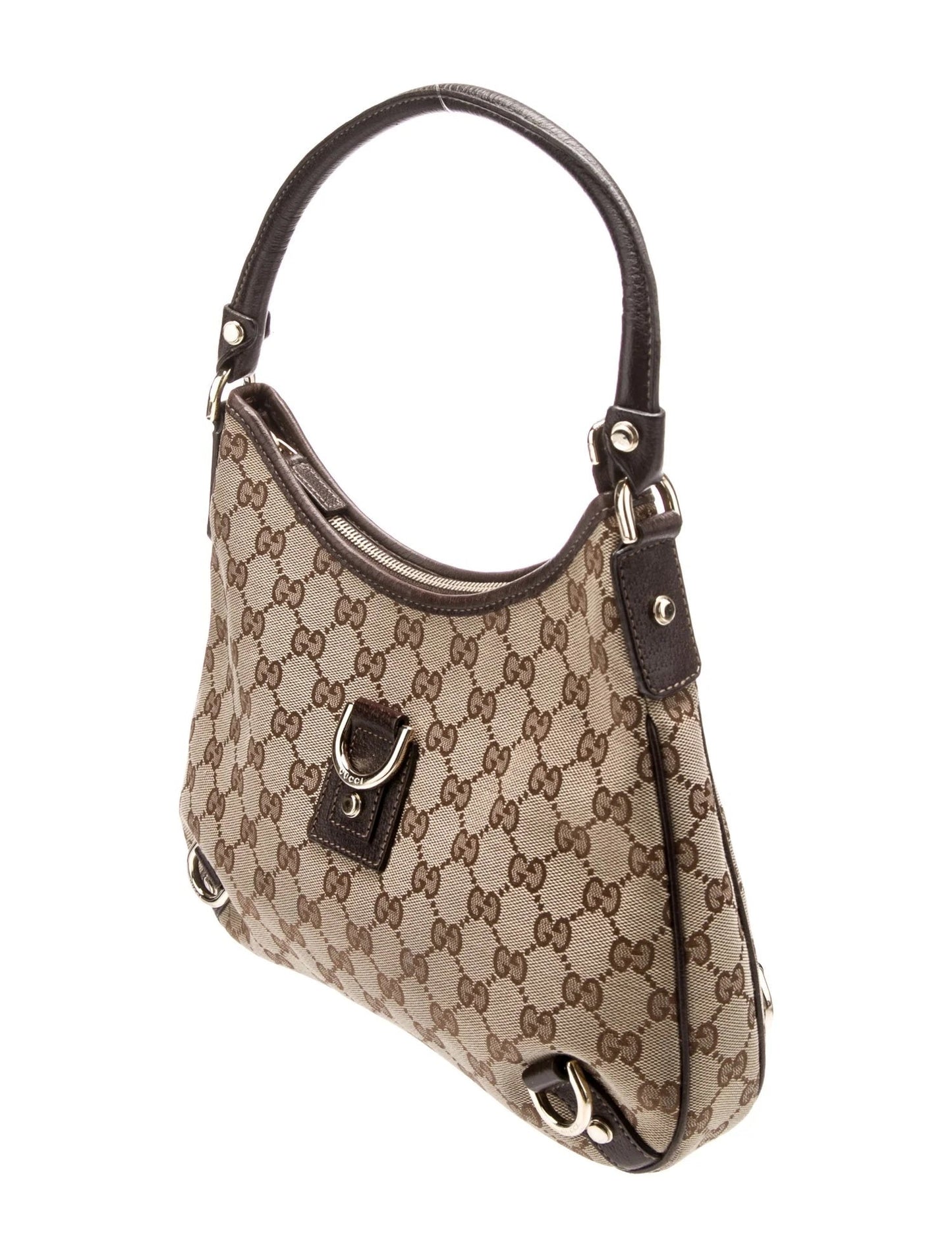 GUCCI MONOGRAM SMALL ABBEY D RING HOBO BAG