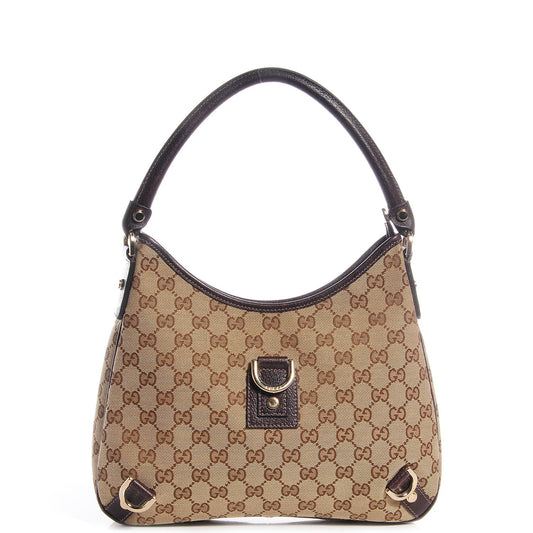 GUCCI MONOGRAM SMALL ABBEY D RING HOBO BAG