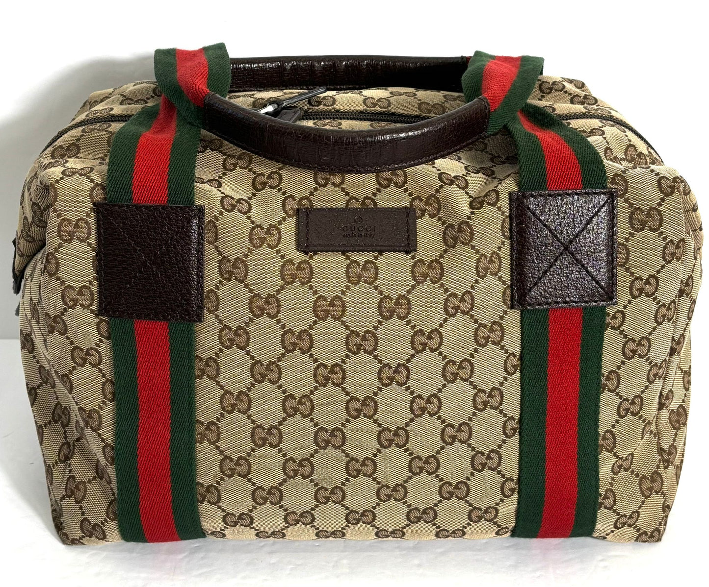 GUCCI GG CANVAS WEB MEDIUM DUFFLE BAG