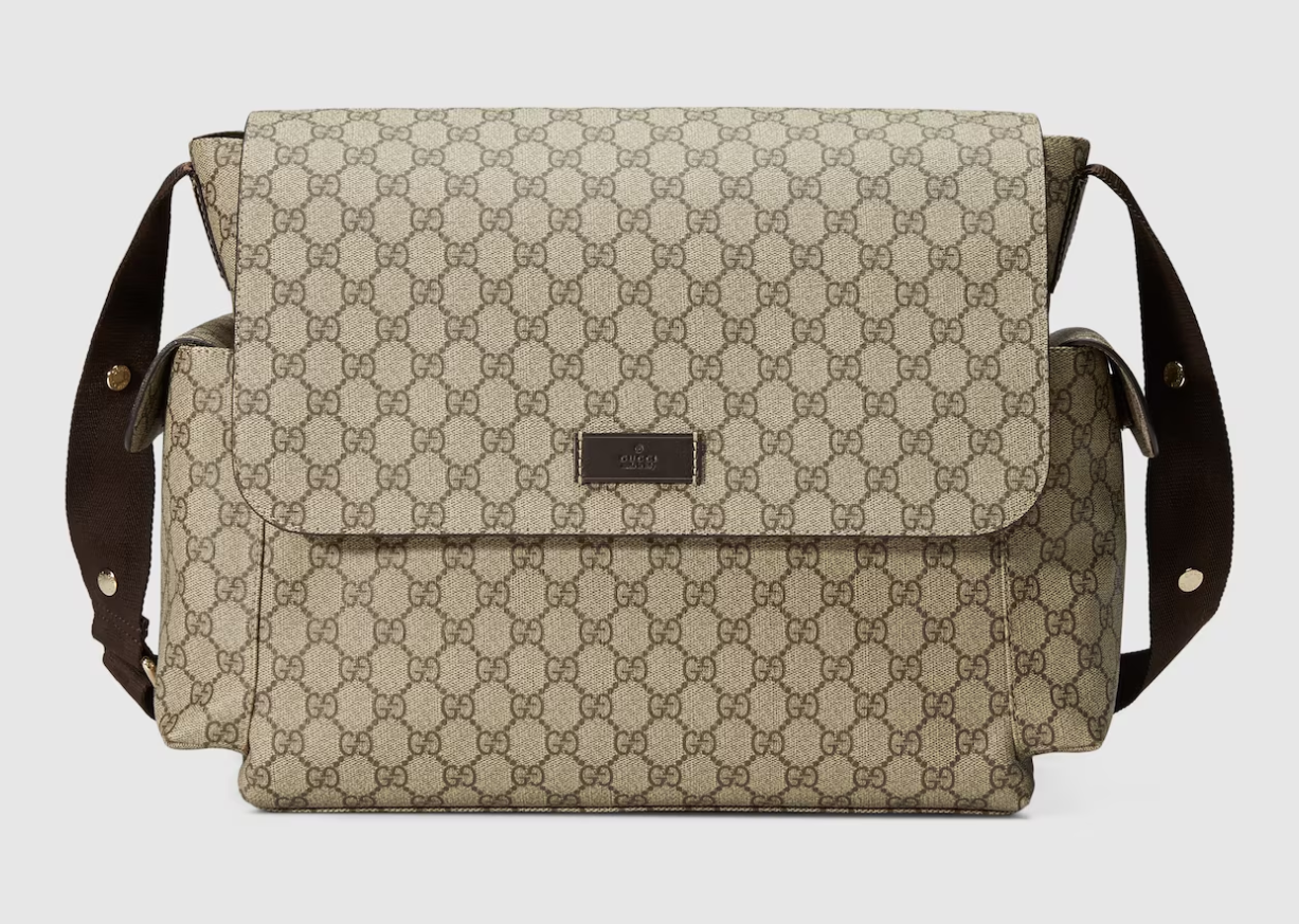 GUCCI BEIGE/BROWN GG SUPREME CANVAS PLUS DIAPER BAG