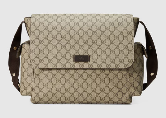 GUCCI BEIGE/BROWN GG SUPREME CANVAS PLUS DIAPER BAG